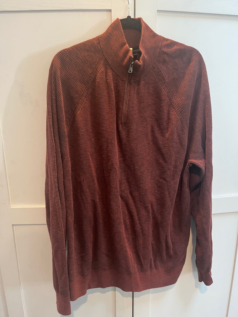 Banana Republic Men's Half-Zip Ribbed Sweater in Burnt Orange